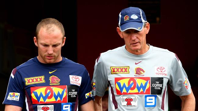 Darren Lockyer and Wayne Bennett before a semi-final match-up with Melbourne back when they were on speaking terms