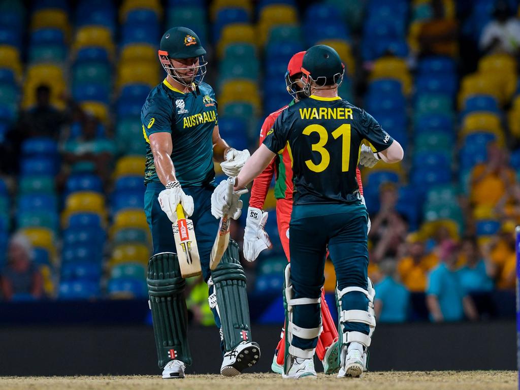 Warner and Stoinis’ partnership got Australia back on track. Picture: AFP