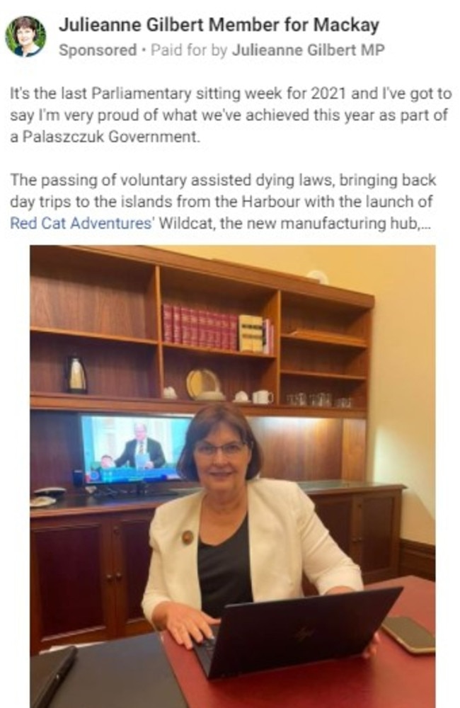 Mackay MP Julieanne Gilbert spent $16,847 on political ads on Facebook in the past six months. Picture: Facebook