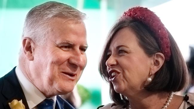 Michael McCormack with Wife Catherine at the TAB marquee during Melbourne Cup day last year. Picture: Luis Enrique Ascui