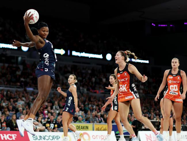 Mwai Kumwenda was again the star for the Vixens in a tense last quarter. Picture: Matt King/Getty Images