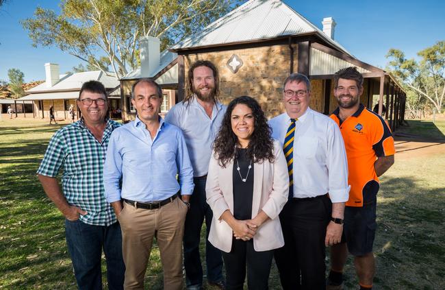 Six of the councillors elected in the 2017 Alice Springs Town Council elections, from left: Jamie de Brenni, Eli Melky, Jimmy Cocking, Jacinta Price, Mayor Damien Ryan, and Matt Paterson. Picture: Emma Murray