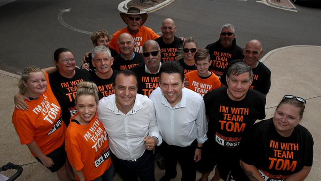 SA best candidate for Giles, Tom Antonio with Nick Xenophon and supporters in Whyalla. Picture: Kelly Barnes