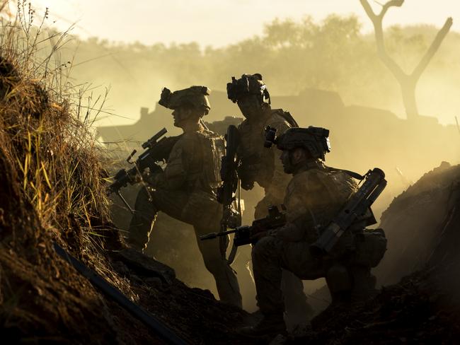 Australian Army soldiers from 3rd Battalion, The Royal Australian Regiment conduct an assault on the enemy main defensive position during Exercise Brolga Run 23 at Townsville Field Training Area, Queensland. *** Local Caption *** The Australian Armys 3rd Brigade deployed to the Townsville Field Training Area to conduct their second major training exercise for 2023, Exercise Brolga Run from 27th of April  19th of May. Over 1500 Townsville-based troops were put to the test on how to conduct stability, security, and evacuation operations against a simulated enemy.Exercise Brolga Run is the second of several training activities for 2023, as the 3rd Brigade prepares for Exercise Talisman Sabre with the US military and other partner forces later in the year. PHOTO: LCPL Riley Blennerhassett