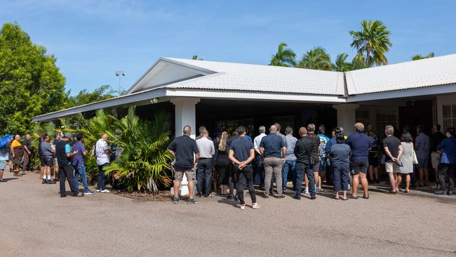 Hundreds attended the funeral service for Nightcliff Friendly Grocer owner Linford Feick on Wednesday, May 7 at Resthaven Chapel. Picture: Pema Tamang Pakhrin