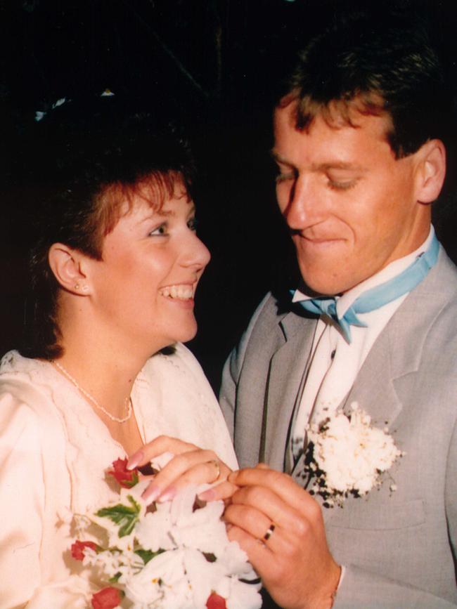 Kathleen and Craig Folbigg in copy photo of their 1980s wedding day. Picture: Supplied.