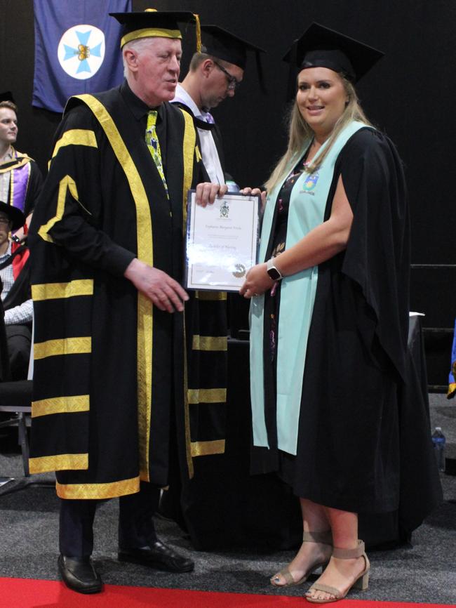 Stephanie Fricke graduated with a Bachelor of Nursing at the CQUniversity graduation ceremony in Bundaberg on December 14, 2023.