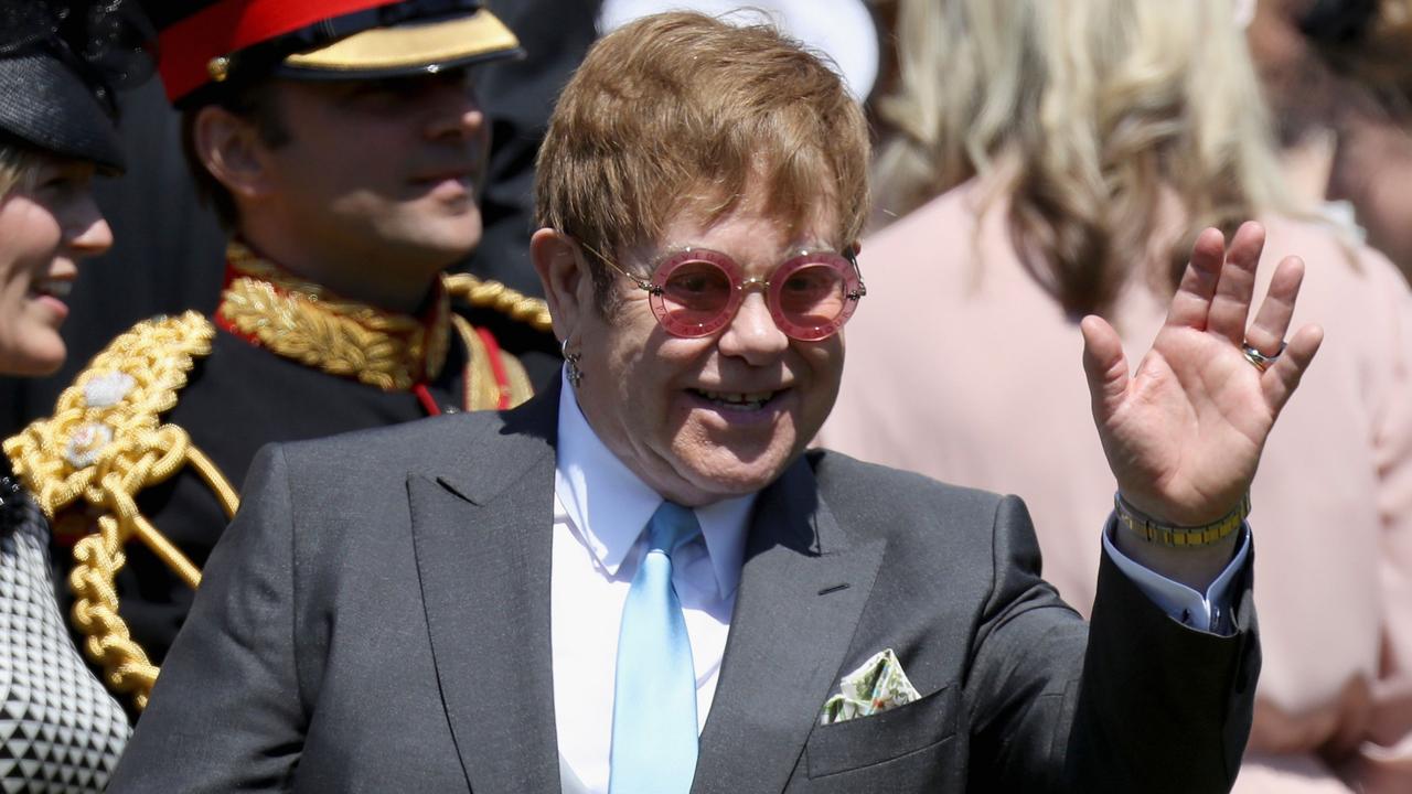 Music icon Elton John gave the newlyweds a special performance. Picture: AFP.