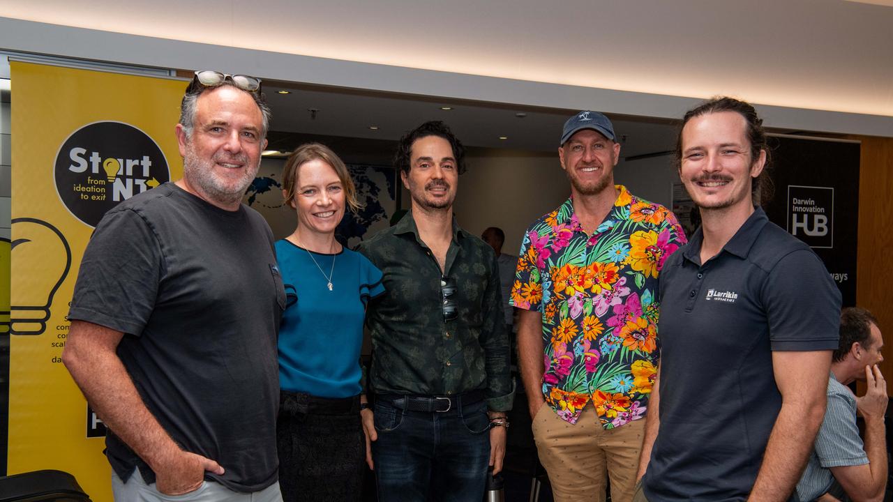 Michael Canaris, Taneille Brann, Manuel Liveris, Warren Fryer and Dylan Bennett at Croc Pitch 2024. Picture: Pema Tamang Pakhrin