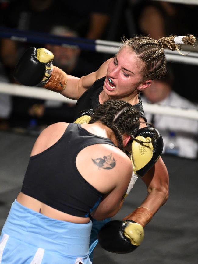 Lauryn Eagle beats Mayra Alejandra Gomez at the Hurstville Entertainment Centre in Sydney. Picture: Darren Leigh Roberts