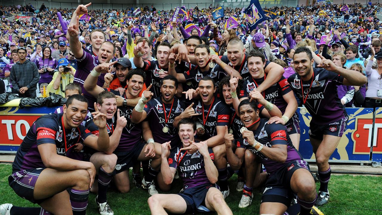 Brad Arthur celebrates the 2009 Toyota Cup premiership.