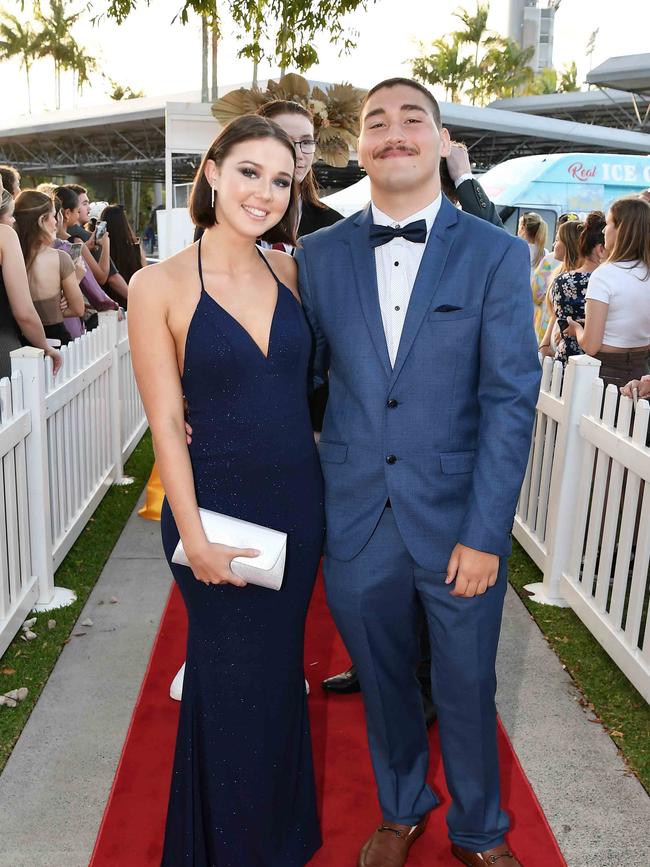 Ashton Hill and Jamisyn Bowle at the 2023 Caloundra State High School Year 12 formal. Picture: Patrick Woods.