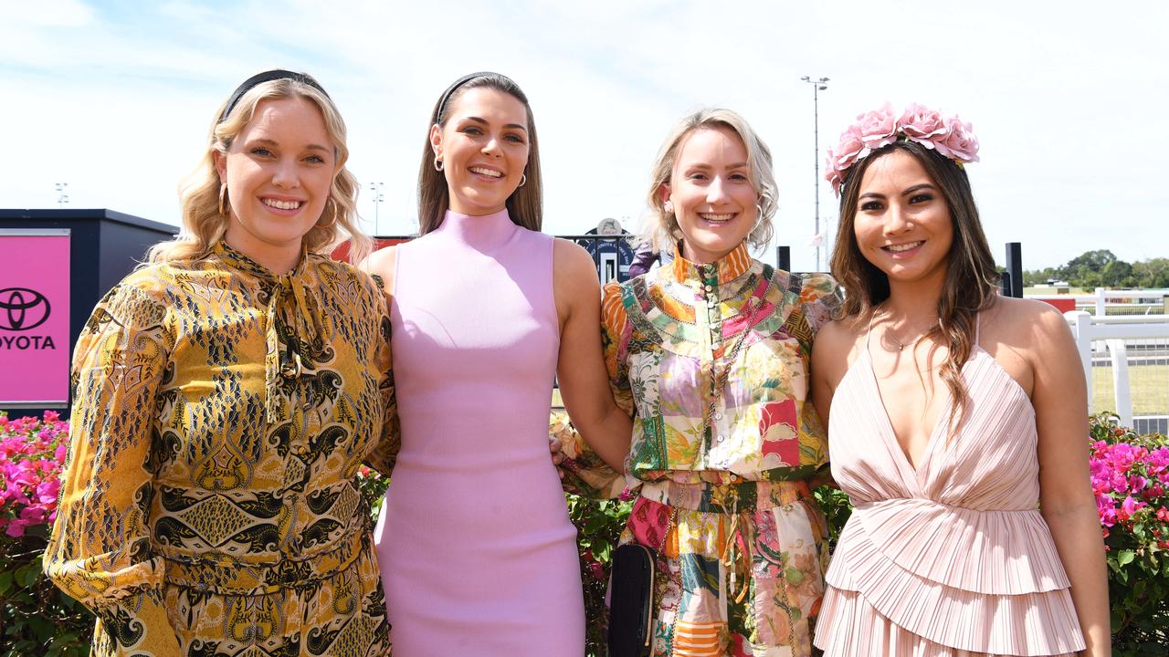 Caitlin Temple, Leiani Cooper, Kaila Fyles and Kaitlin Chin at the Bridge Toyota Ladies’ Day. Picture: (A)manda Parkinson