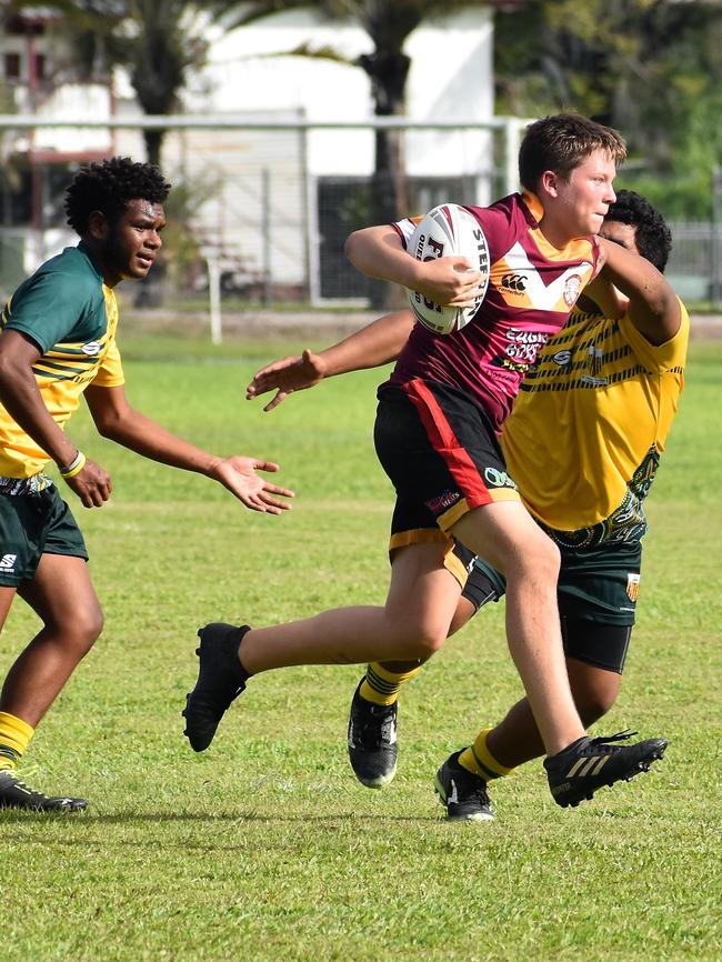 Nicholas Stokes, ISHS. Photographs from the Will Murdoch Perpetual Shield. The annual U14 rugby league competition, in its second year, involved Gilroy Santa Maria College, Ingham State High School and St Teresa's Catholic College Abergowrie. Picture: Cameron Bates