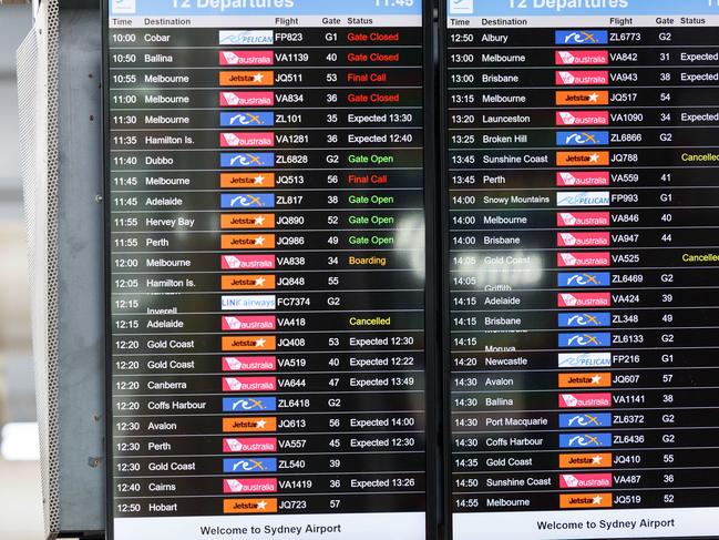 SYDNEY, AUSTRALIA - NewsWire Photos SEPTEMBER 8, 2023: Sydney airport today has had many flights cancelled due to heavy winds in NSW and around other parts of the country. Picture: NCA NewsWire / David Swift