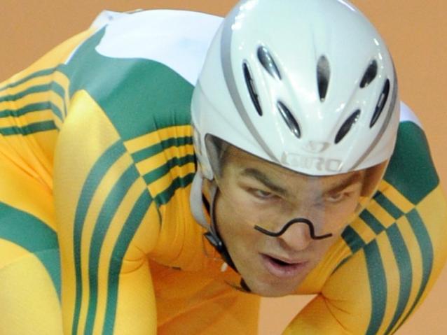 05/10/2010 WIRE: Australia's Jack Bobridge performs during the cycling individual pursuit men's qualification at the Indira Gandhi Sports Complex during the Commonwealth Games in New Delhi on Ocotober 5, 2010. AFP PHOTO/Pedro UGARTE