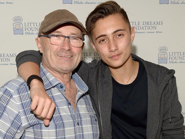 Phil Collins has enlisted his teenage son Nicholas to fill in on drums on his Not Dead Yet tour. Picture: Gustavo Caballero/Getty Images.