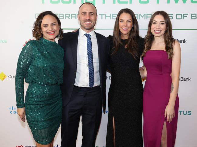 MELBOURNE, AUSTRALIA – MAY 28 2024 Nadia, Will, Katreena and Sarah at the CommBank Young Hero Awards held at the Langham Hotel in Melbourne. Picture: Brendan Beckett