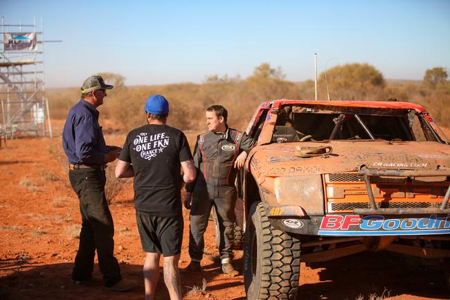 Navigator Adam Green discusses what happened with the crowd after his car rolled in the 2019 Tatts Finke Desert Race. Pic: MATT HENDERSON