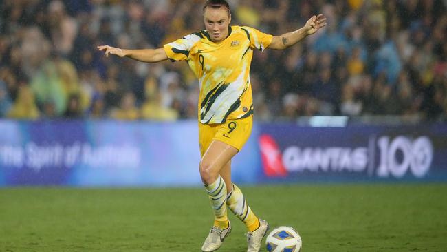 Caitlin Foord in action during the Olympics play-off match against Vietnam in March. Picture: Ashley Feder/Getty Images