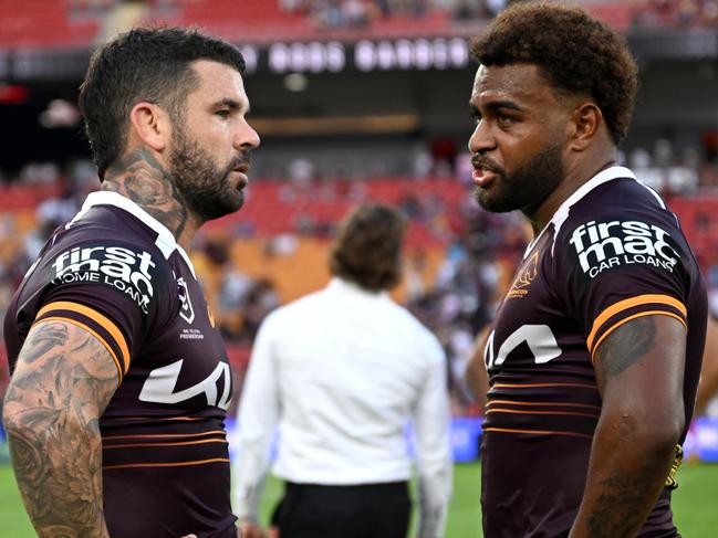 NRL 2025 RD11 Brisbane Broncos v St. George Illawarra Dragons - Adam Reynolds Ezra Mam, Dejection Picture NRL Photos