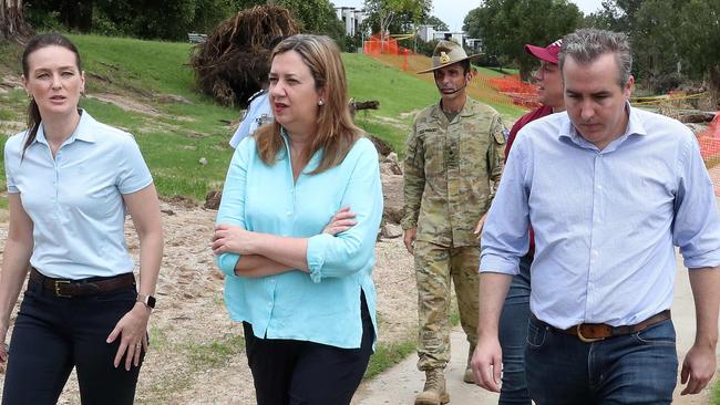 Ms Palaszczuk tours the flood damaged Kedron Brook in early 2022. Picture: Liam Kidston