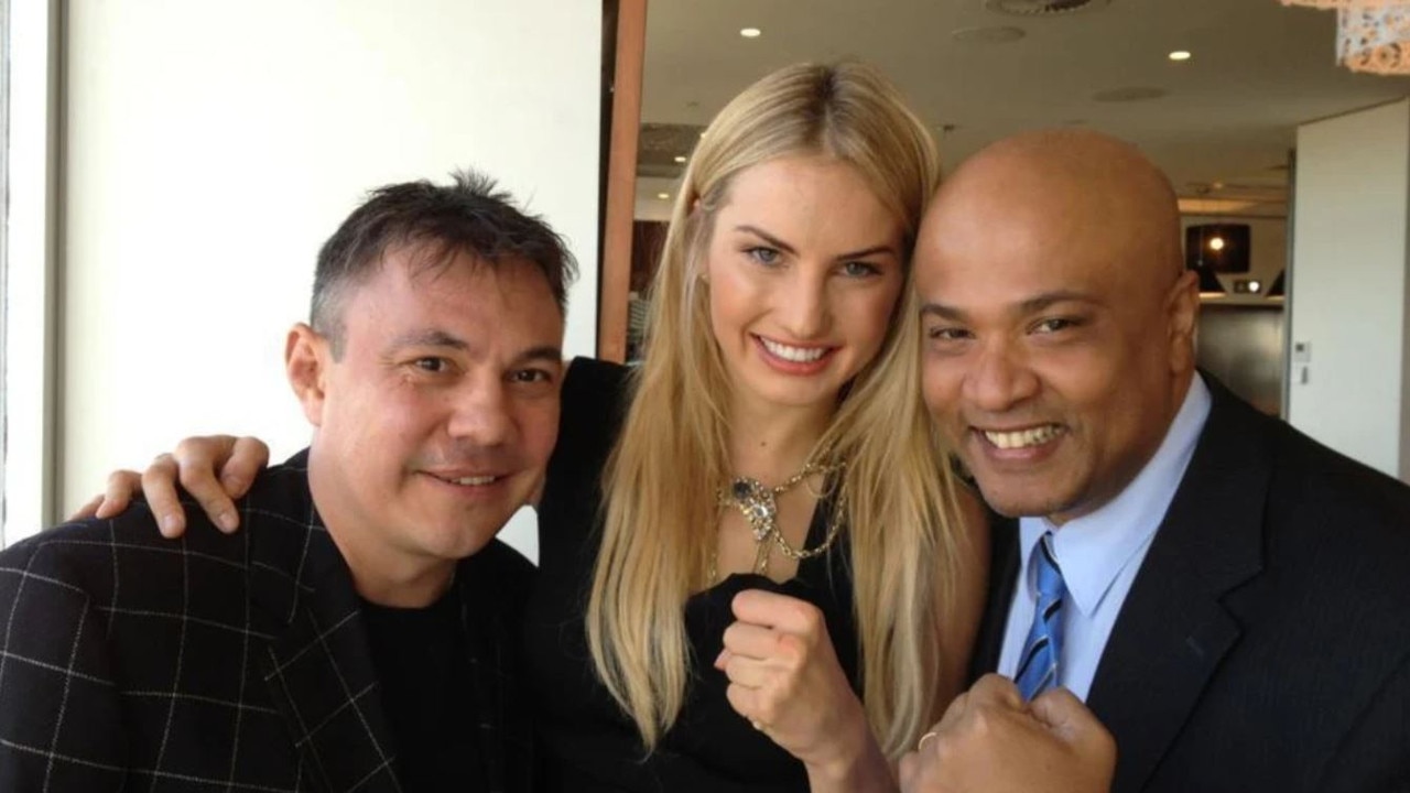 Vamadevan, right, with boxer and water skiier Lauryn Eagle, and ex-boxer Kostya Tszyu. Picture: Facebook