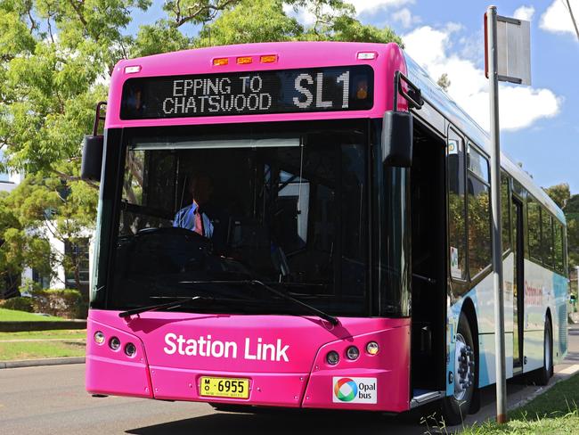 One of the Station Link buses which will replace trains during the Epping to Chatswood rail closure.