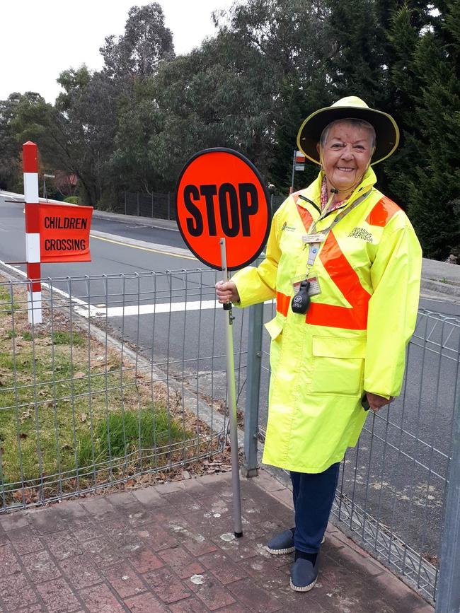 Carmel Black has decided to retire after 44 years of service as the Yarra Road Primary School's beloved crossing lady. Image: supplied.