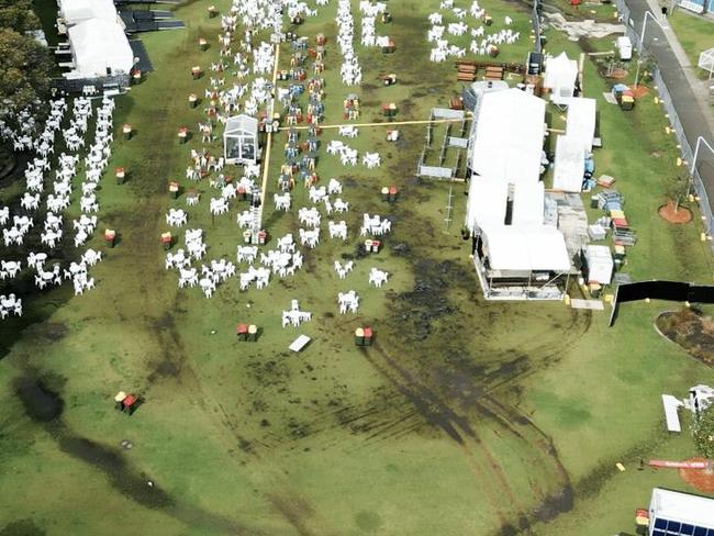 Damage to Prince Alfred Park in Surry Hills after the Night Noodle Markets in 2022 has led to a council-wide ban on festivals in parks. Picture: Supplied