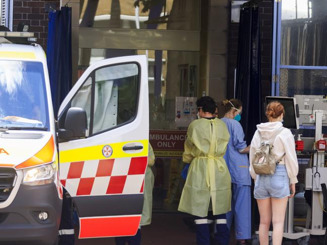 SYDNEY, AUSTRALIA - JANUARY 21: A general view of the emergency entrance of Royal Prince Alfred Hospital on January 21, 2022 in Sydney, Australia. NSW has recorded 46 deaths from COVID-19 in the last 24 hours, marking the deadliest day in the state since the start of the pandemic. NSW also recorded 25,168 new coronavirus infections in the last 24 hour reporting period. (Photo by Jenny Evans/Getty Images)