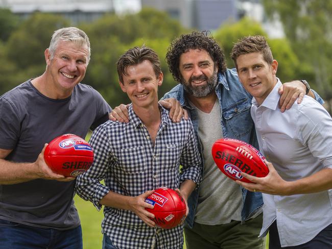 Danny Frawley, Anthony Hudson, Garry Lyon and Nick Dal Santo will spearhead the SEN commentary line-up for the next footy season. Picture: Valeriu Campan