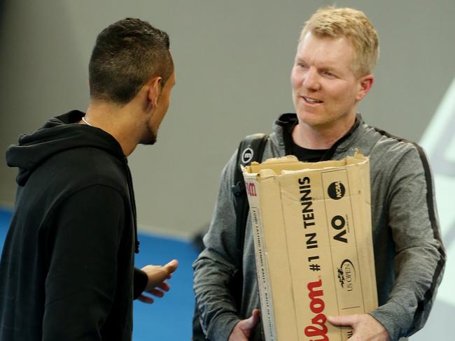 “Pure box office”: Jim Courier chats to Aussie firebrand Nick Kyrgios. Picture: Mark Calleja