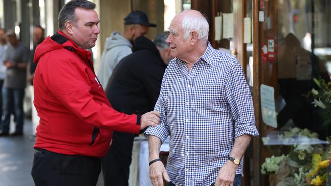 Maj Nottle consoles Pellegrini’s co-owner Nino Pangrazio after last Friday’s terrorist attack.