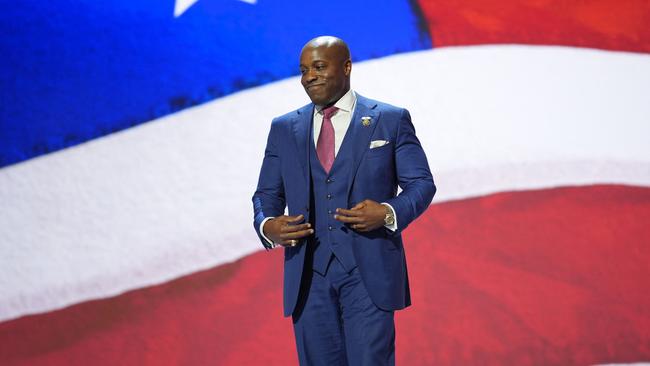 Rep. Wesley Hunt is seen onstage at the Fiserv Forum during preparations for the Republican National Convention. Picture: AFP