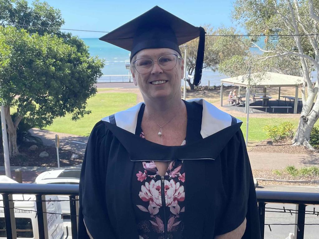 Nursing academic Andrea Thawley at the University of the Sunshine Coast graduation ceremony at the Beach House Hotel on October 12, 2023.