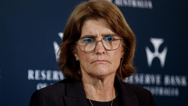 SYDNEY, AUSTRALIA - NewsWire Photos JUNE 18, 2024: Reserve Bank Governor Michele Bullock during a press conference following Tuesdays decision to keep interest rates on hold. Picture: NewsWire / Nikki Short