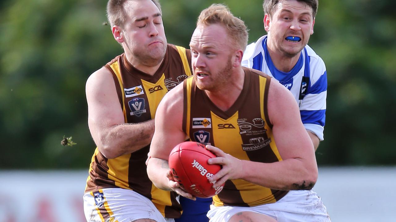 Brent Macleod (centre) was a talented footballer who also starred in the SANFL. Picture Yuri Kouzmin