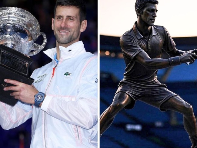 Novak Djokovic could be immortalised in bronze at Melbourne Park. Image: Getty/Grok AI