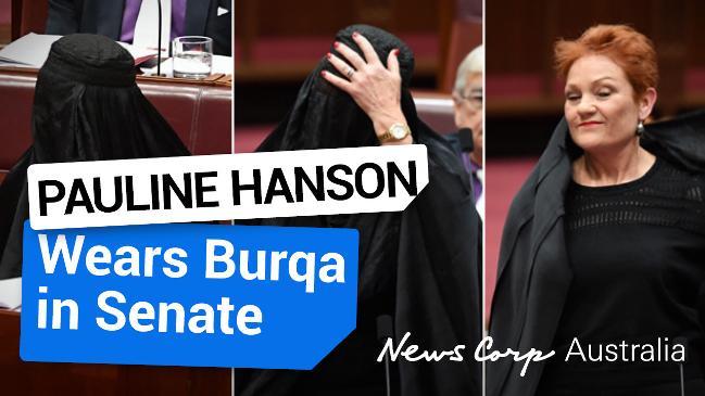 Pauline Hanson turns up to Parliament in a burqa