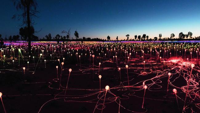 Field of Light by artist Bruce Monro at Uluru has been a hit with tourists to the Outback. Picture: Alamy