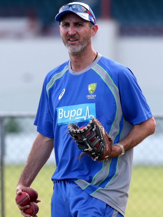 Jason Gillespie at Australia A cricket training in 2017. Picture: Steve Pohlner/AAP