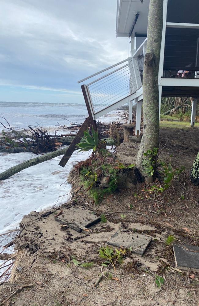 Water laps at a home at Amity Point on North Stradbroke Island. Picture: Supplied