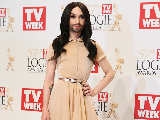 Conchita Wurst makes an impression at the Logies. Picture: Julie Kiriacoudis