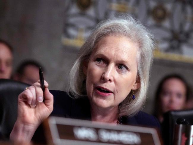 US Sen. Kirsten Gillibrand (D-NY) questions US President-elect Donald Trump's nominee for Secretary of Defense Pete Hegseth during his Senate Armed Services confirmation hearing on Capitol Hill. Picture: Getty Images via AFP