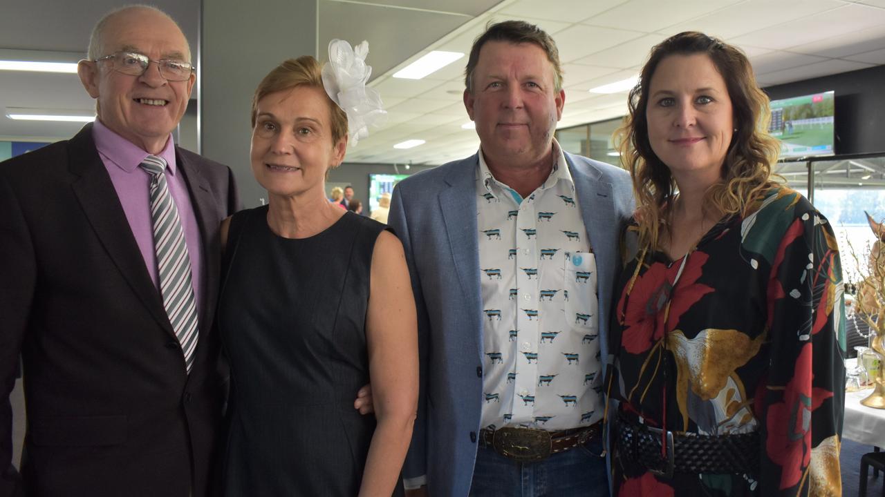 John and Kathy Forker and Hayley and Wes Offord at the 2023 Rockhampton Girls Grammar 21st Race Day.