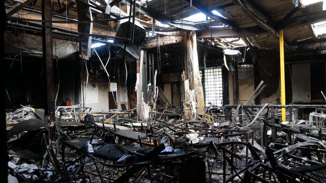 The destruction of the Adass Israel Synagogue in Ripponlea, Melbourne. Picture: Brendan Kearns