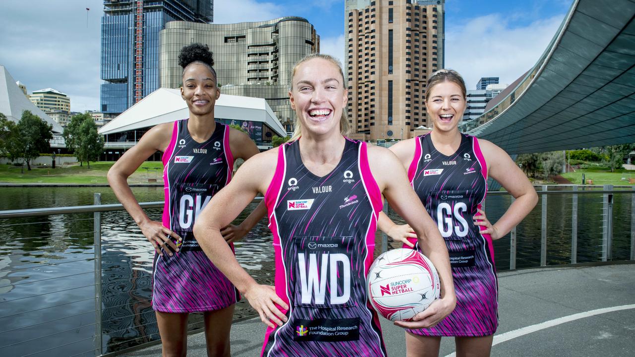 Cardwell is already part of a Thunderbirds leadership team that includes captain Hannah Petty (centre) and Jamaican defender Shamera Sterling (left). Picture: Mark Brake
