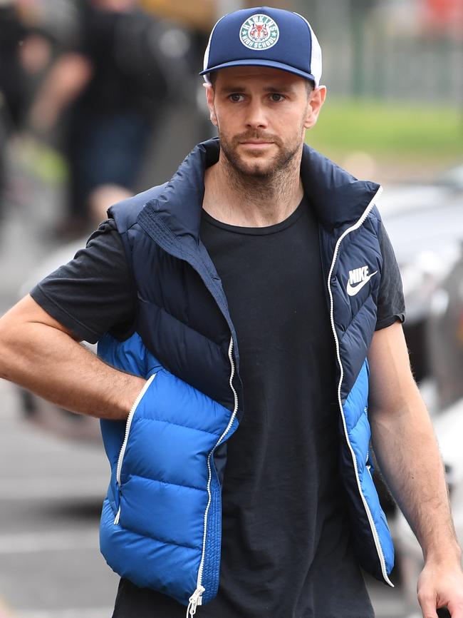 Trent Cotchin arrives at Punt Road. Picture: AAP Image/Julian Smith.