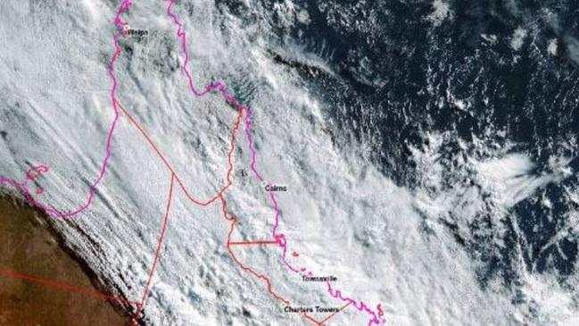 It has been a cold and wet start to the week for Cairns and the Far North, with a large cloud band delivering widespread moderate rain and chilly conditions. Picture: BOM